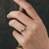 Luxury Nature-Inspired 6 Prong Hexagonal Natural Moss Agate Engagement Ring